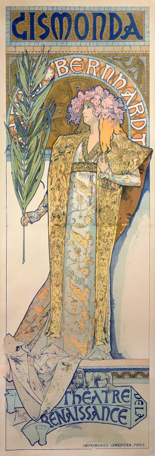 Litographie Gismonda Alphonse Mucha femme format kakémono