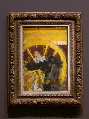 photo in situ de l'oeuvre L'omnibus de Pierre Bonnard représentant une femme en omnibus