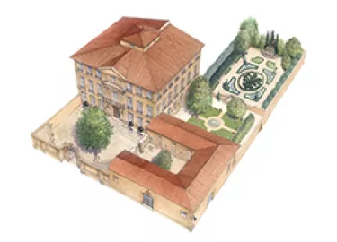 Plan Hôtel de Caumont bâtiment cour et jardins